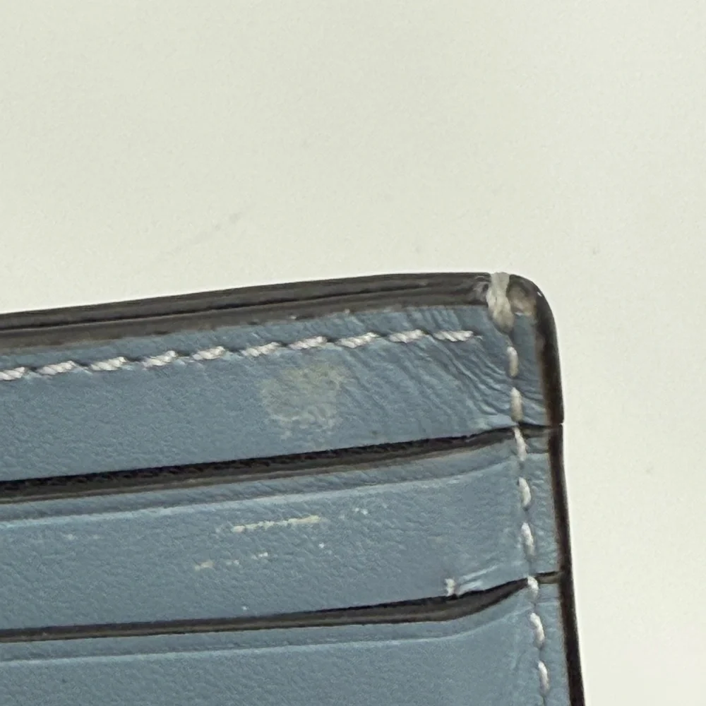 Coach Sky Blue Leather Card Holder slim id card case